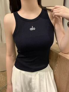 alo字母工字背心带胸垫修身运动显瘦无袖打底上衣外穿
