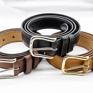 Principle M 法国手工真皮皮带多色圆扣方扣马蹄扣男士西裤腰带