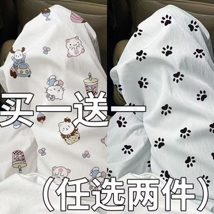 女夏季 宽松家居裤 日系可爱卡通全棉双层纱睡裤 薄款 可外穿 长裤 短裤
