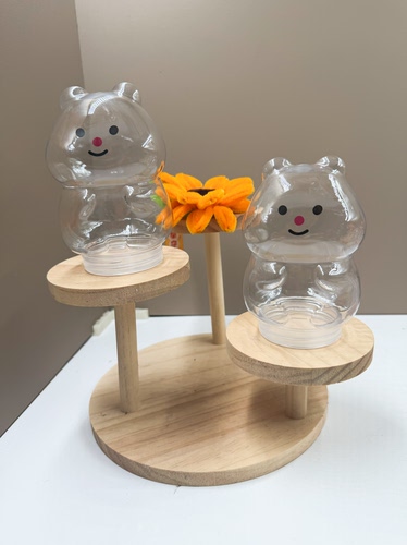 水晶泥小熊塑料瓶透明一次性pet彩泥橡皮泥瓶子密封罐空瓶