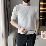 半袖上毛衣2022针织衫男士夏季T恤潮牌绿色短袖新款薄款P48，男装T恤，电商A270