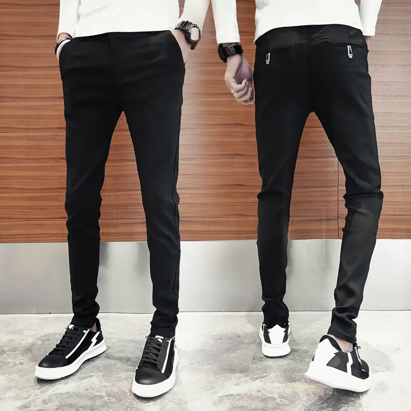 秋季男士休闲裤韩版修身潮流小脚裤修身发型师裤子紧身裤X23-P60图片