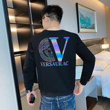 春秋款卫衣男生秋季秋衣圆领时尚反光长袖T恤字母外套小衫P55，男装T恤，电商A270