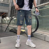2025男夏季短裤韩版潮流牛仔裤五分裤破洞潮5分裤网红NZ23-p40，男装牛仔裤，电商A270