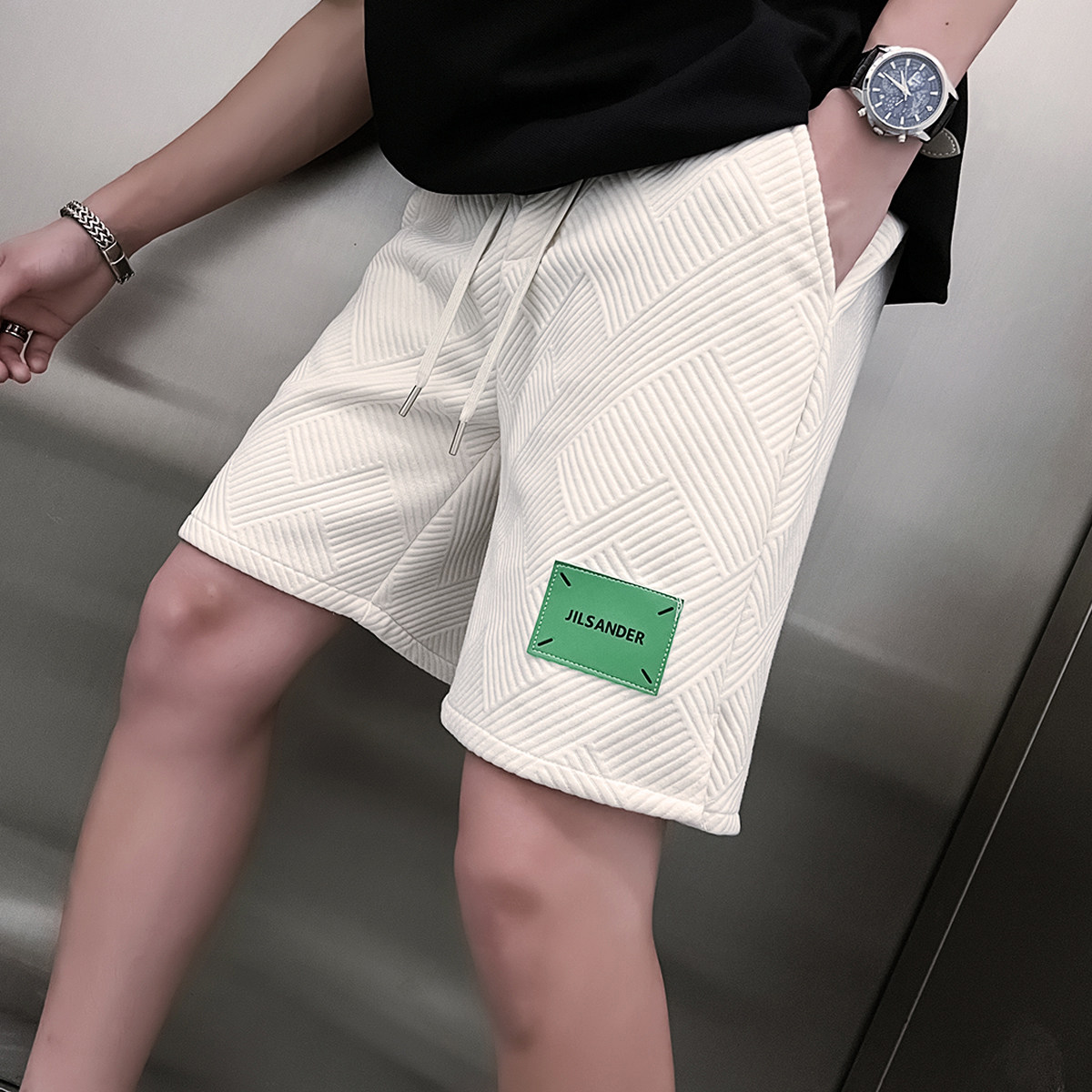 夏季男士短裤五分裤裤子休闲潮流百搭运动潮牌AX192-p45 白色图片