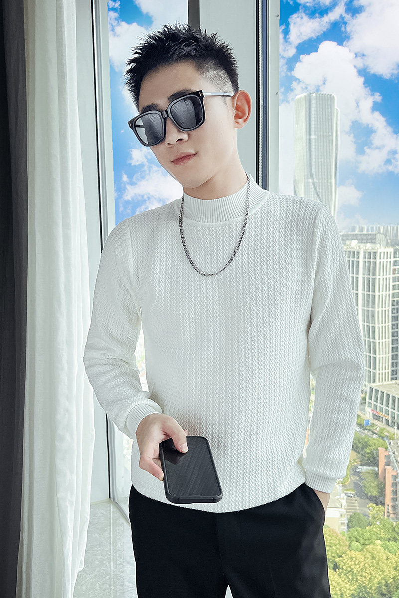 2025春秋季新款男士毛衣针织衫修身加厚打底衫半高领衣服MY03-p48,男装T恤,电商A270