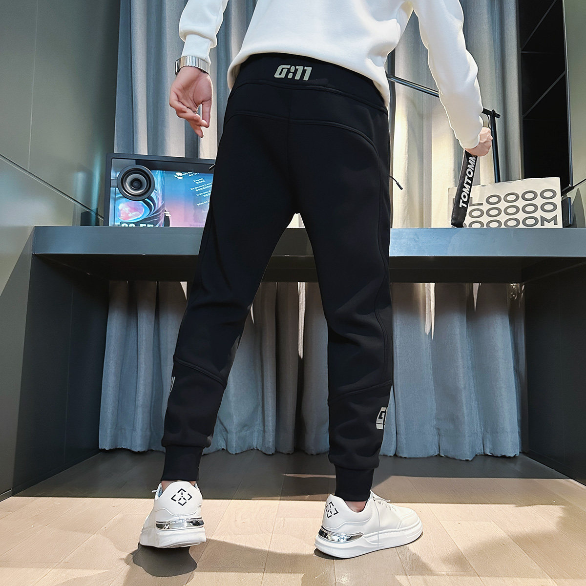 潮男休闲裤束脚潮流哈伦运动裤卫裤加厚潮牌男裤X161-p55加绒60,男装休闲裤,电商A270