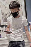 2025夏季男短袖t恤半袖潮流体恤修身网红衣服潮牌百搭白AT45-P35，男装T恤，电商A270