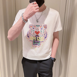 夏季薄款2022半袖衣服印花圆领上韩版t恤短袖潮牌圆领男装p28，男装T恤，电商A270