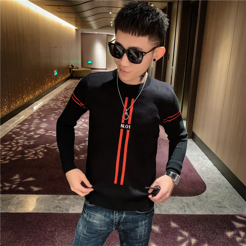秋冬男毛衣修身线衣圆领潮流打底针织衫精神小伙毛衣男潮流特P40,男装T恤,电商A270