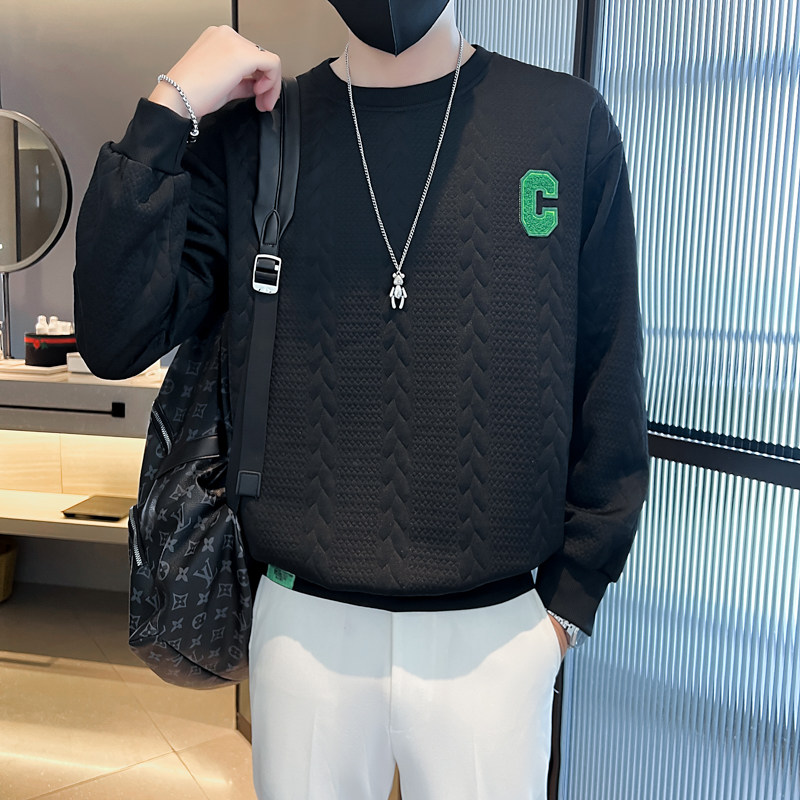 2025春秋季男士卫衣长袖套头休闲纯色痞帅休闲ins上衣服打底衫P38,男装T恤,电商A270