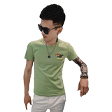 2025夏季男短袖t恤半袖潮流体恤修身网红衣服潮牌百搭绿AT30-P35，男装T恤，电商A270
