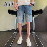 夏季男士短裤五分裤中裤直筒牛仔潮流休闲薄款弹力2023-NZ237-P45，男装牛仔裤，电商A270