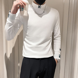 2025春秋季长袖T恤男打底衫小衫半高领刺绣男装上衣CT10-P45，男装T恤，电商A270