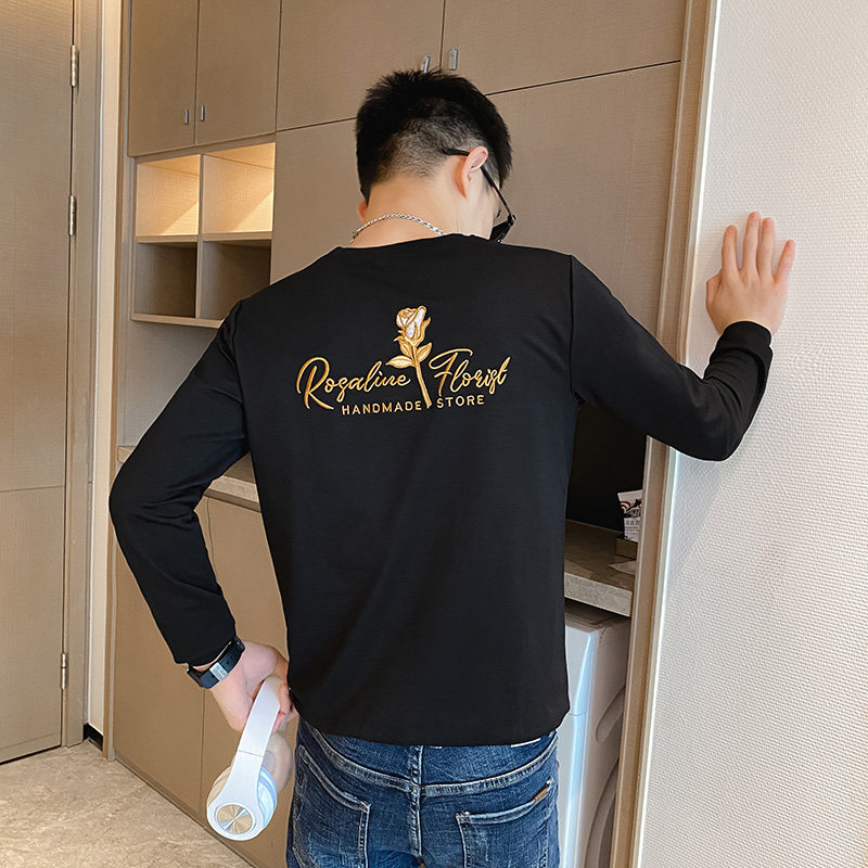 卫衣男士长袖t恤春秋季2021痞帅网红刺绣打底衫潮牌上衣服早秋P55图片