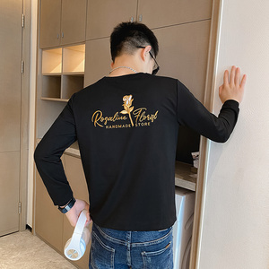 卫衣男士长袖t恤春秋季2021痞帅网红刺绣打底衫潮牌上衣服早秋P55图片
