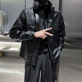 2025男士皮夹克潮牌痞帅工装皮衣外套精神小伙P88，男装夹克，电商A270
