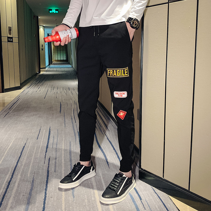 裤子潮男韩版潮流网红修身小脚裤抖音同款休闲束脚潮牌紧身裤P55,男装休闲裤,电商A270