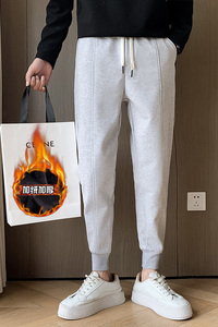 秋冬季休闲裤长裤裤子宽松潮流运动束脚裤男卫裤X180-P55加绒60灰图片