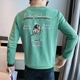 卫衣男春秋款长袖t恤上衣秋季金牛刺绣潮牌痞帅精神小伙打底衫P55，男装T恤，电商A270
