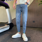 2025夏季新款男士牛仔裤修身潮牌潮流弹力小脚裤浅色潮牌P50-控78，男装牛仔裤，电商A270