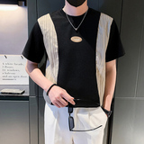 夏季男士t恤短袖半袖潮流休闲2025新款高级感痞帅男装P48，男装T恤，电商A270