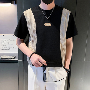 夏季男士t恤短袖半袖潮流休闲2025新款高级感痞帅男装P48图片