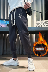 冬季男休闲裤裤子运动裤长裤潮流束脚潮牌刺绣卫裤X159-P48加绒53图片