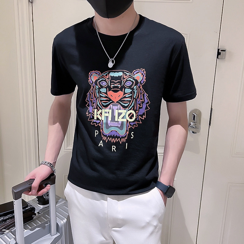 夏季薄款2022半袖衣服印花圆领上韩版t恤短袖潮牌圆领男装p28,男装T恤,电商A270