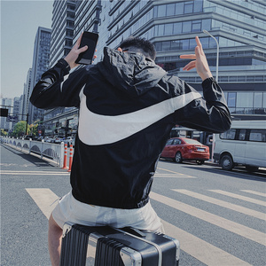 新款衣外套防晒衣服薄款拉链透气宽松潮流男士连帽时尚夏季P50图片