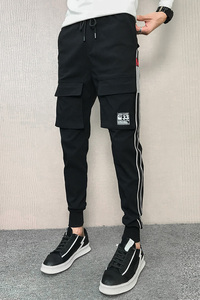 2025秋季休闲长裤韩版修身潮流男裤子工装裤束腿裤网红小脚X29P55图片