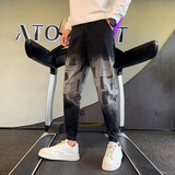 2025春秋季男士牛仔裤时尚潮牌格子痞帅长裤束脚NX548-P55，男装牛仔裤，电商A270