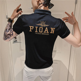 2025夏季新款短袖T恤男半袖polo衫修身翻领潮牌网红衣服黑色-p45，男装T恤，电商A270
