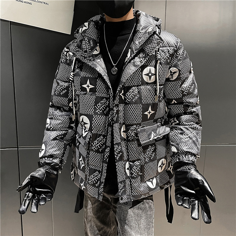 2025男士棉服花外套韩版潮牌时尚痞帅棉衣连帽棉袄P138,男装棉衣,电商A270