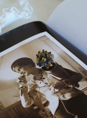 vintage toccata Heidi Daus 花卉 紫色 绿色 戒指