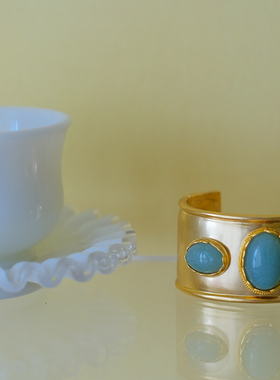 vintage toccata KJL 绿色 玉石 金色 摩登 手镯