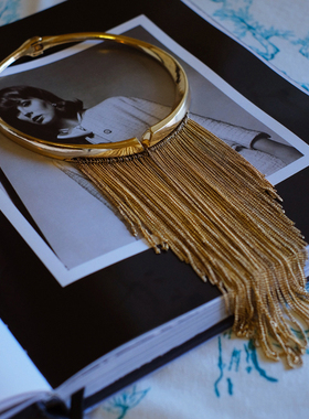 vintage toccata 流苏 摩登 金色 短 choker 项链