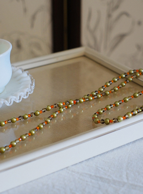 vintage toccata Joan Rivers 绿色 撞色 长 项链