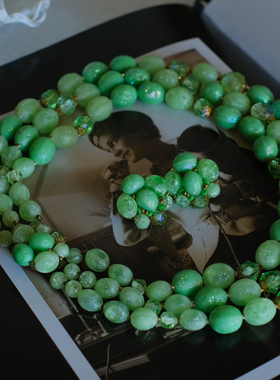 vintage toccata west germany 绿色 多层 花朵 耳夹 项链