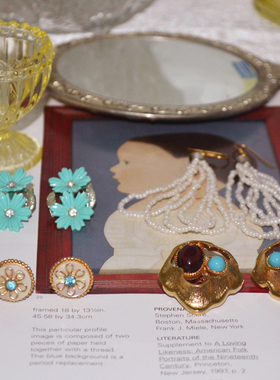 vintage Coro JOMAZ LUCITE 珍珠母贝 孤品 耳夹 耳针