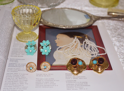 vintage Coro JOMAZ LUCITE 珍珠母贝 孤品 耳夹 耳针