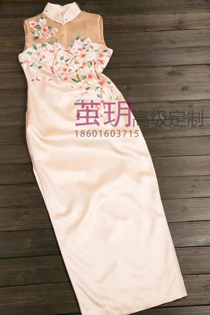 茧玥手工老上海绣花钉珠中式旗袍