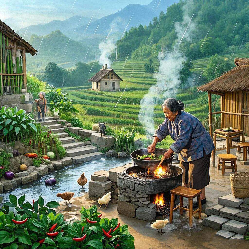 老式画怀旧乡村田园风景画自粘贴纸家用客厅房间防潮卧室墙贴画