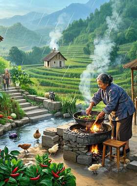 老式画怀旧乡村田园风景画自粘贴纸家用客厅房间防潮卧室墙贴画