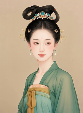 高雅薄衫美女海报客厅卧室书房古代美人仕女贴画墙面国潮装饰防水