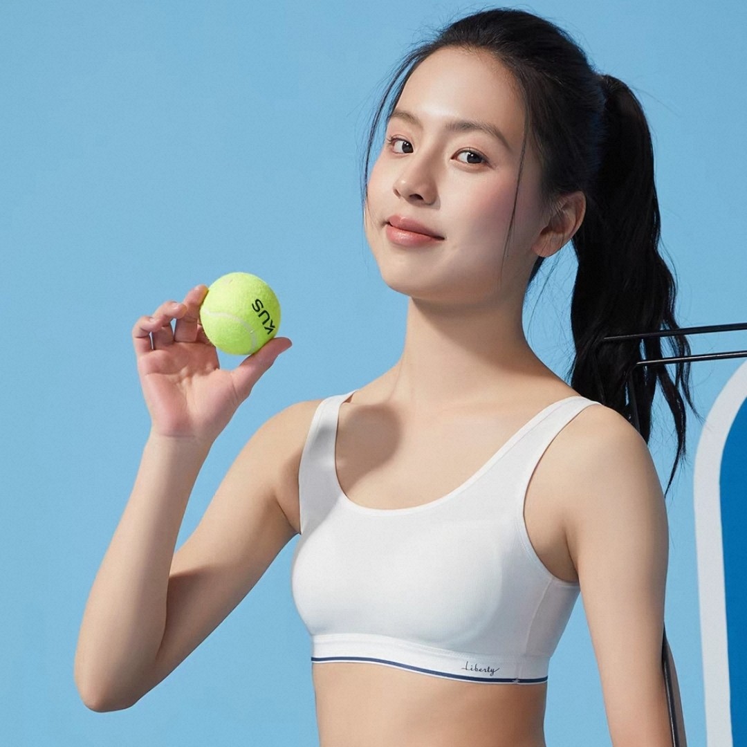 怡兰芬少女内衣华夫格运动款初中学高中生固定杯纯棉大童2段春夏