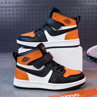 儿童网面休闲板鞋 小黄鸭男童鞋 秋季 皮面防水运动鞋 中高帮2024新款