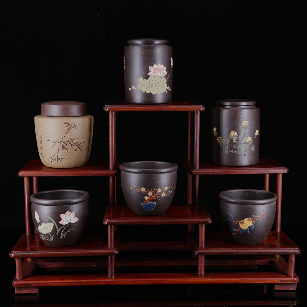 高档精品微型紫砂茶叶罐紫砂口杯品茗杯