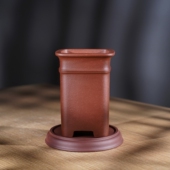 高档精品宜兴原矿名家冯长见四方高竹节签筒兰花盆景盆