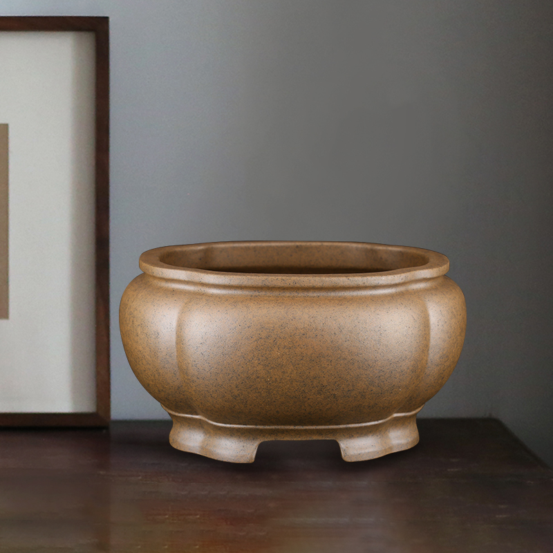 中号大号高口唯珍柴烧海棠紫砂盆